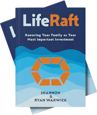 A stack of LifeRaft hardcover books.