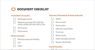 Document checklist screenshot.